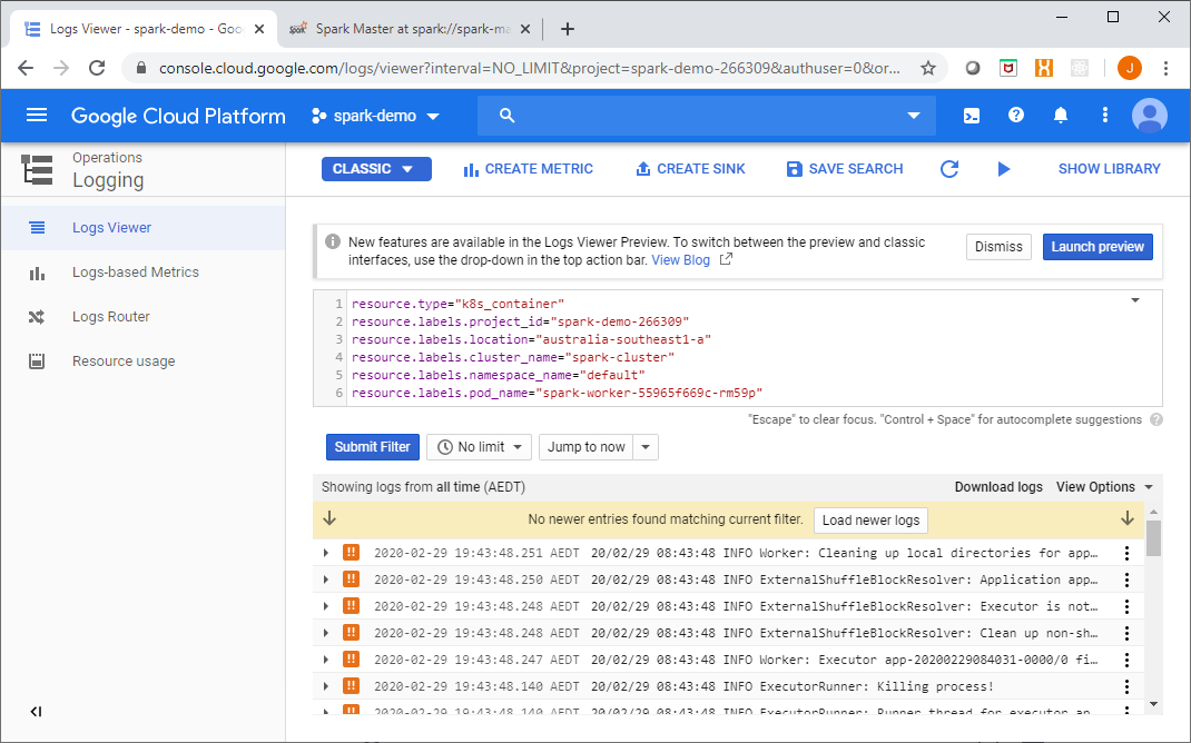 Container Logs in StackDriver