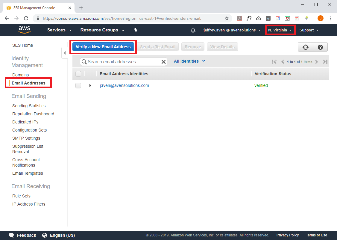 SES Email Address Verification