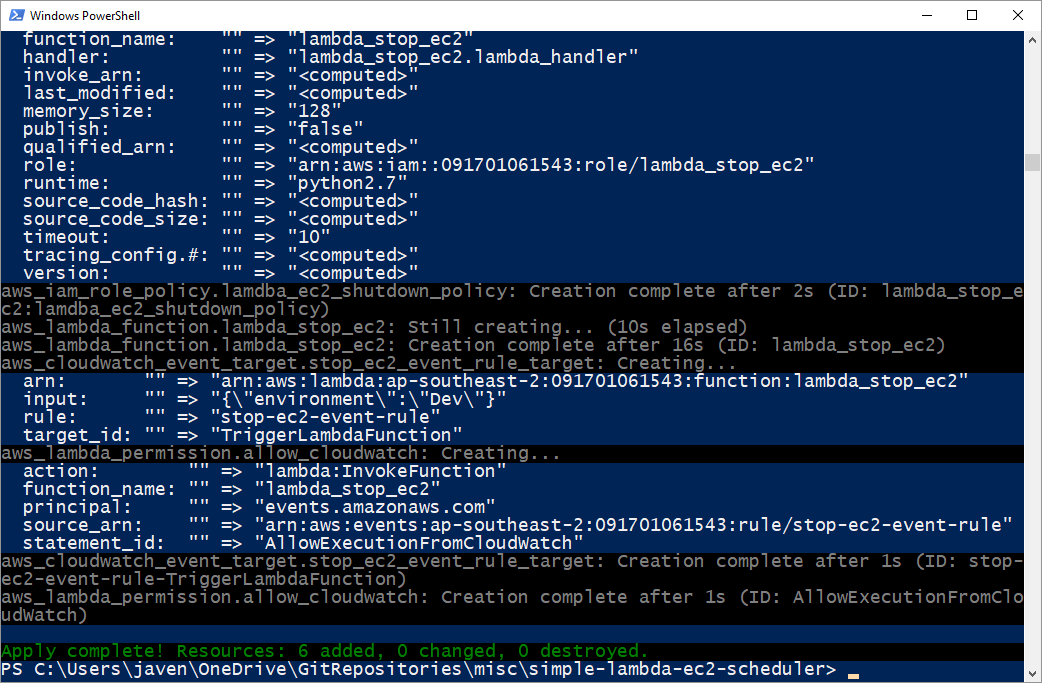 Terraform output